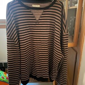 Free People Classic Striped Oversized Crewneck